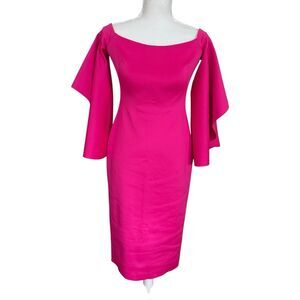 Black Halo Eve Hot Pink Off the Shoulder Asymmetrical Sleeves Dress Size 4